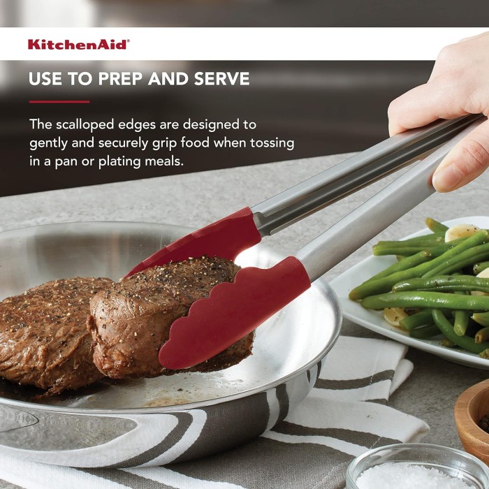 KitchenAid - Silicone Stainless Steel Tongs, Penjepit Makanan