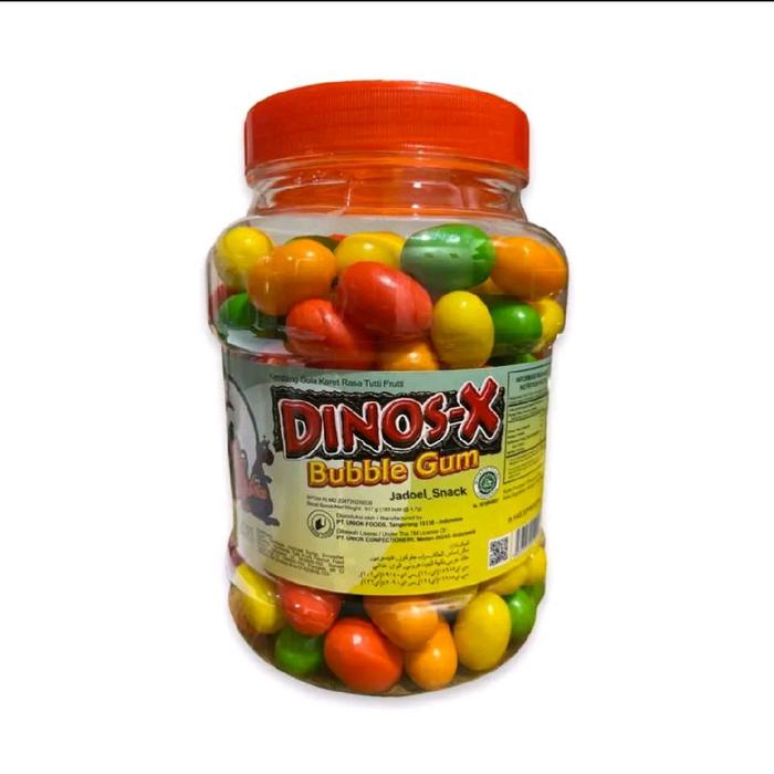 

terbaru !!! dinos-x bubble gum isi 195 pcs, permen karet rasa tutti frutti-candy cemilan makanan