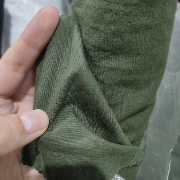 PROMO bahan kain katun kanvas hijau army eceran gulungan lembut adem halus