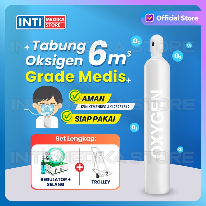 Tabung Oksigen Set 6m3 (+ Trolley + Regulator ) Tabung Oxygen
