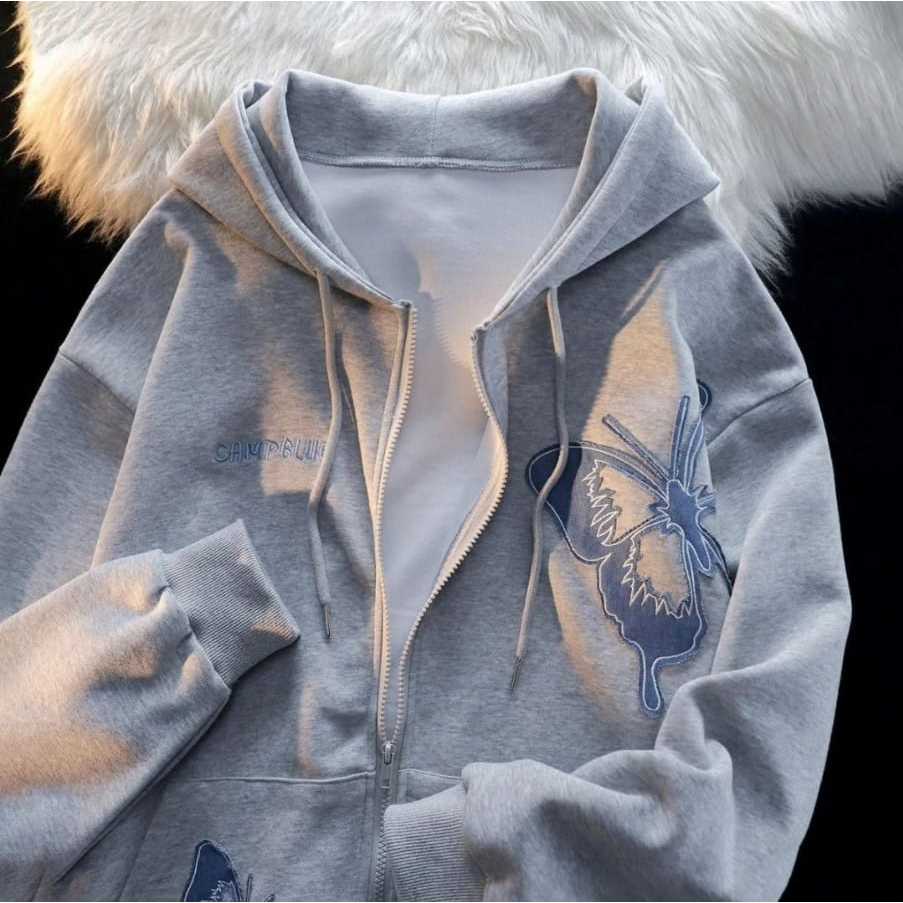 BEST SELLER ZIPPER CAMPBLUE JACKET OVERSIZE WANITA JACKET ZIPPER HOODIE KOREAN STYLE KEKINIAN