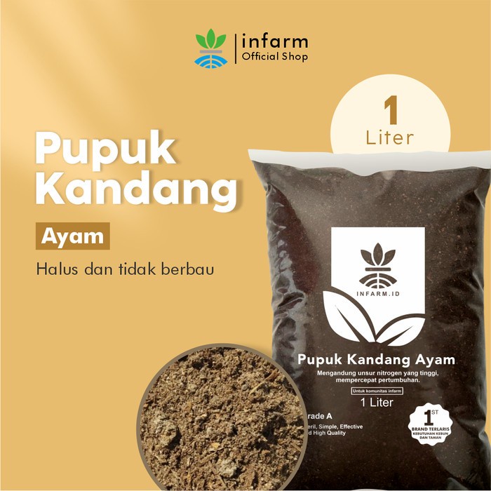 READY infarm - Pupuk Kandang Ayam 1L Tidak Panas Tidak Berbau Siap Pakai