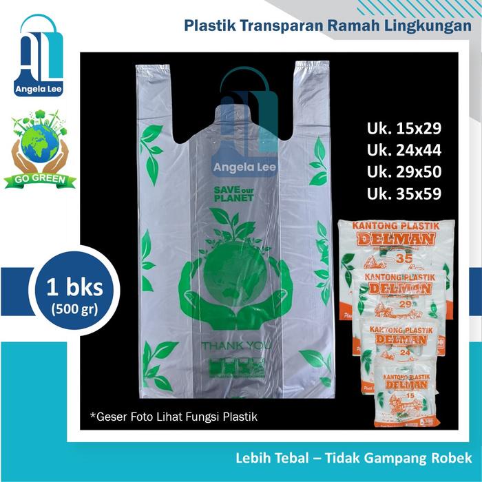 EKSLUSIF Kantong Plastik Ramah Lingkungan TRANSPARAN Belanja Delman 500gr