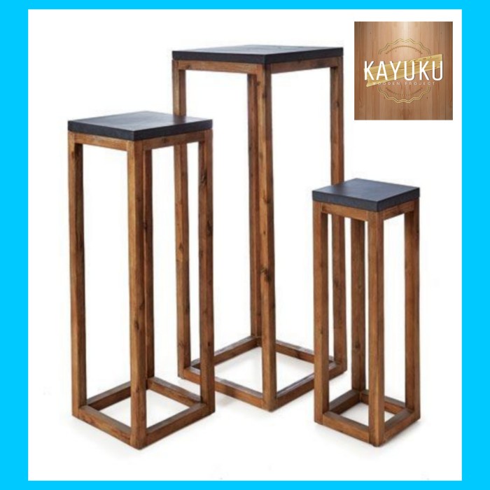 STANDING POT KAYU JATI BELANDA / HIASAN KYU SERBAGUNA MINIMALIS