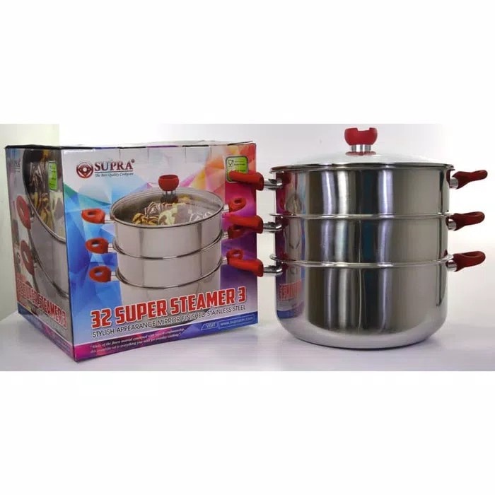 Supra Panci Steamer 32Cm Susun 3 Panci Kukus