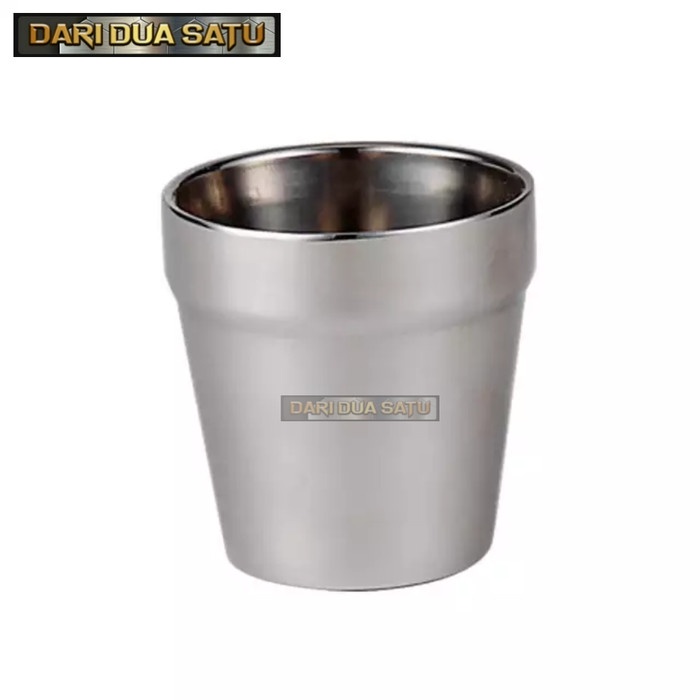 [mojiko] - Gelas Stainless 2 Lapis 7 cm Gelas Korea
