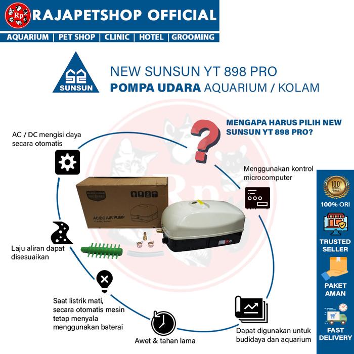 NEW SUNSUN AC DC AIR PUMP YT 898 Pompa Udara Kolam Aquarium Free Ongkir