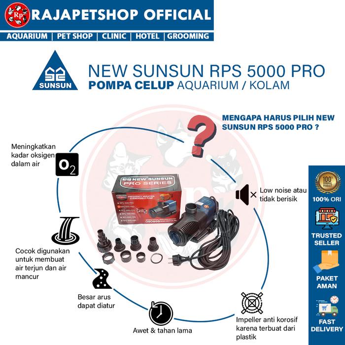 NEW SUNSUN RPS 5000 Pompa Air Celup Kolam Aquarium
