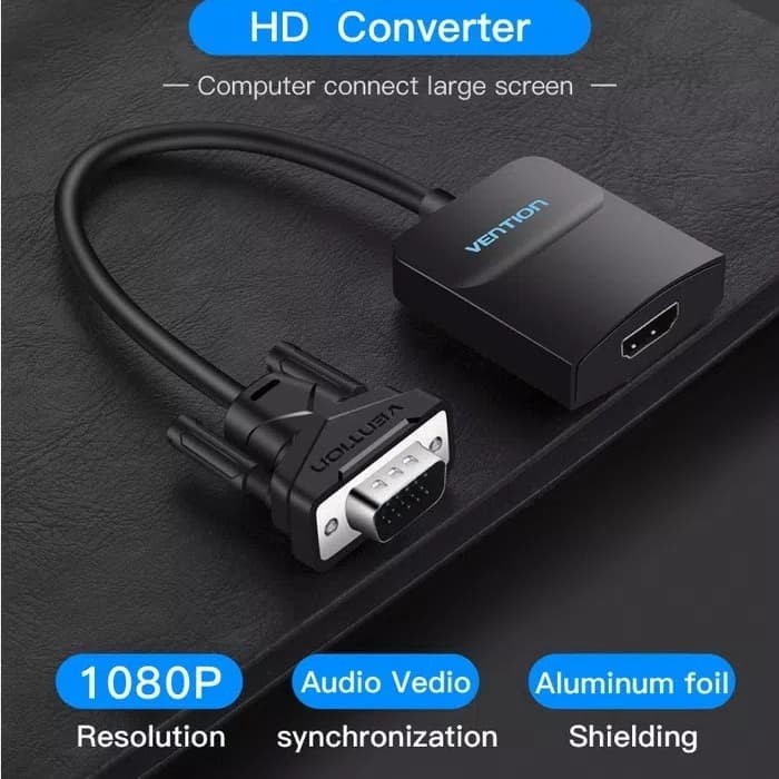 Kabel Sambungan Vention VGA to ke HDMI Adaptor with Micro USB Power