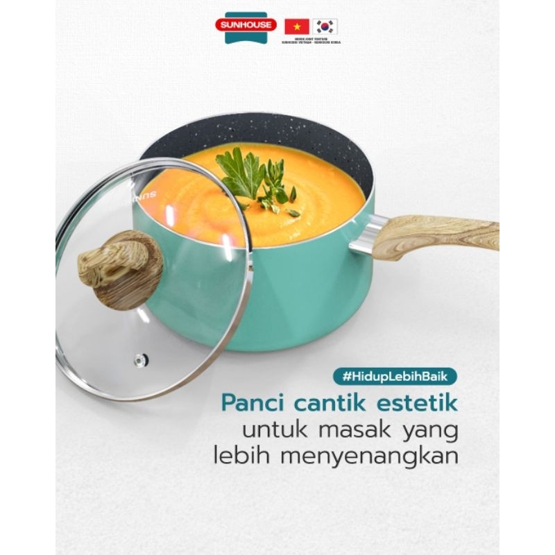Citayam Sunhouse Saucepan Panci Dengan Tutup Kaca Anti Lengket Bagus Murah Cantik PREMIUM
