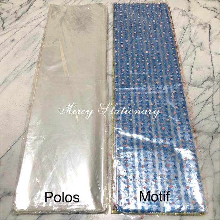 GRATIS ONGKIR 50 Lembar - Plastik Kado Kaca Parcel Motif Plastik Parcel Bening Polos Lembaran