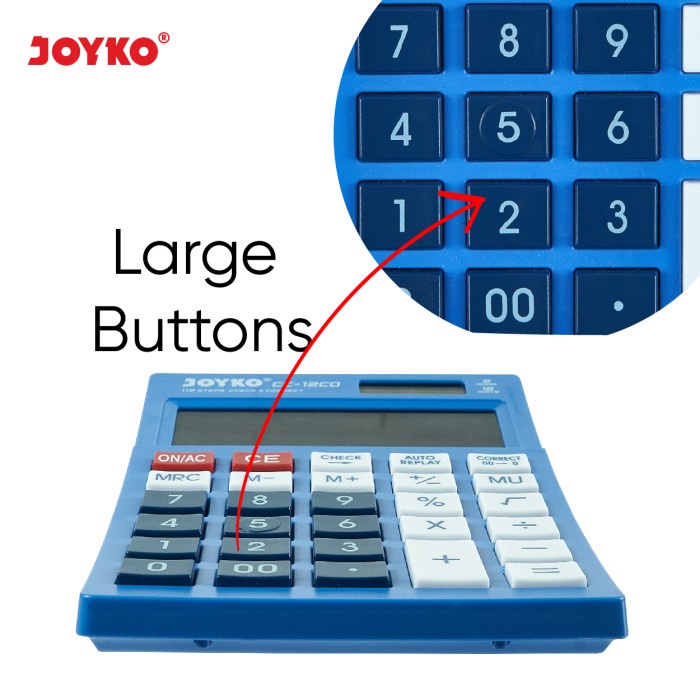 

CALCULATOR / KALKULATOR JOYKO CC-12 / 12 DIGITS / CHECK CORRECT [TERBARU[TERLARIS[ORIGINAL[ASLI]