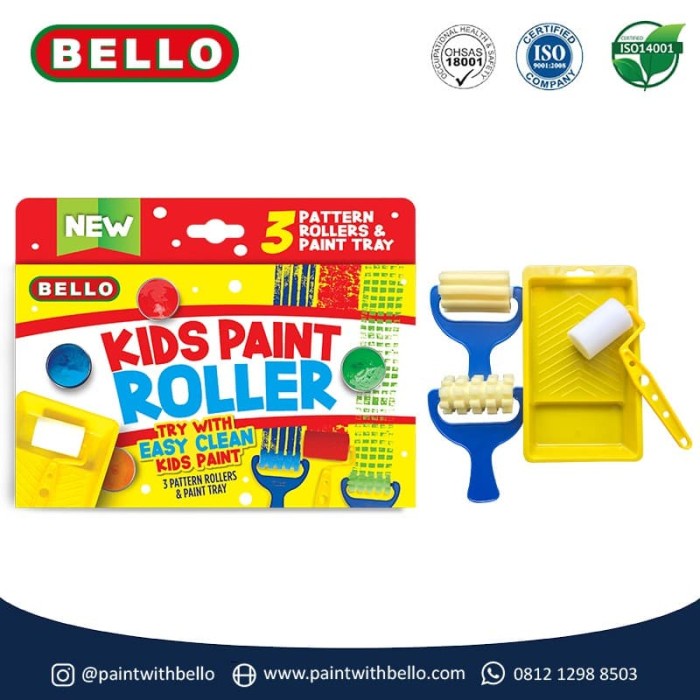 

BELLO KIDS PAINT ROLLER SET - ISI 3 ROL Motif dan 1 BAK Anak Anak DiskonJual MurahHarga DiskonObral