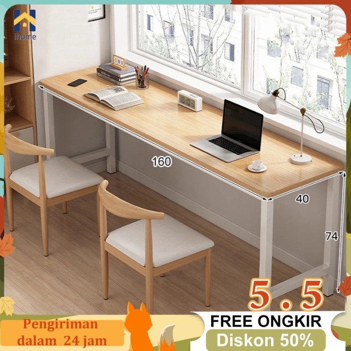 PREMIUM Kayu SolidMeja kantor 160CM Meja Makan Minimalis Meja Belajar