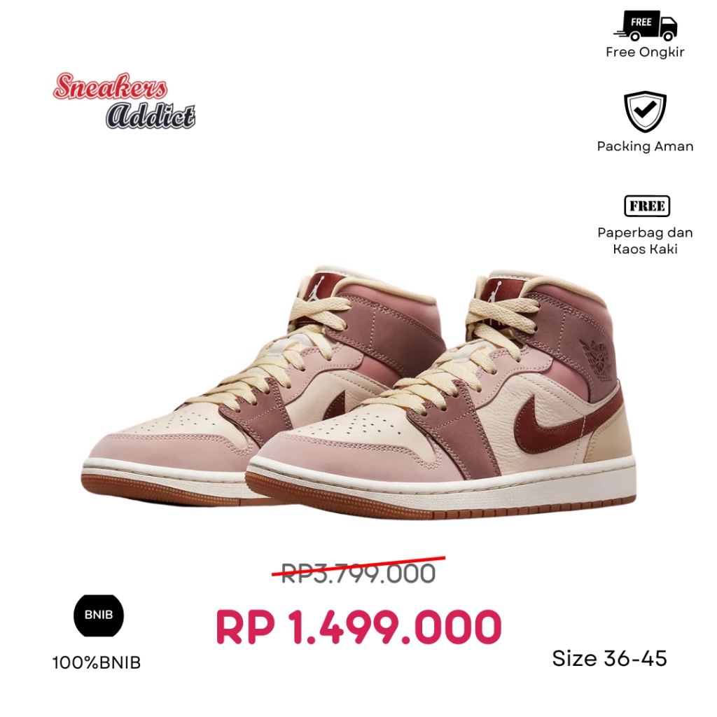Sepatu Sneakers Nike Air Jordan 1 Mid Se Dark Pony Smoky Mauve 100% Bnib Global Market