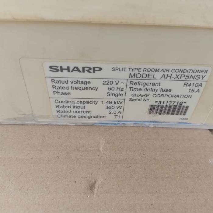 Body Cover Casing Indoor AC 1/2 PK Sharp Thailand AH-XP5NSY Original Bekas