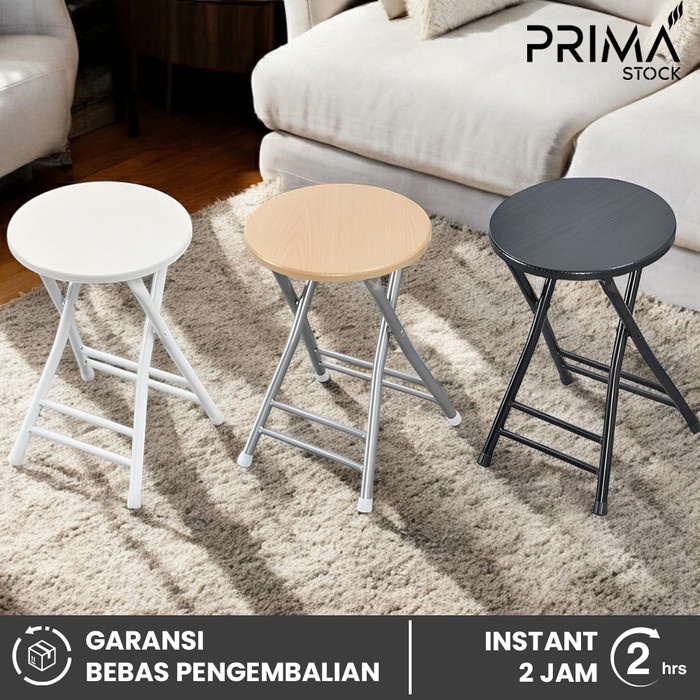 PREMIUM KURSI LIPAT BULAT METAL BESI KAYU BAKSO BASO TUNGGU RESTORAN STOOL