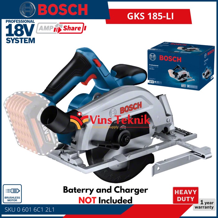 Mesin gergaji Cordless Circular Saw 165mm GKS 185 LI BOSCH GKS185LI