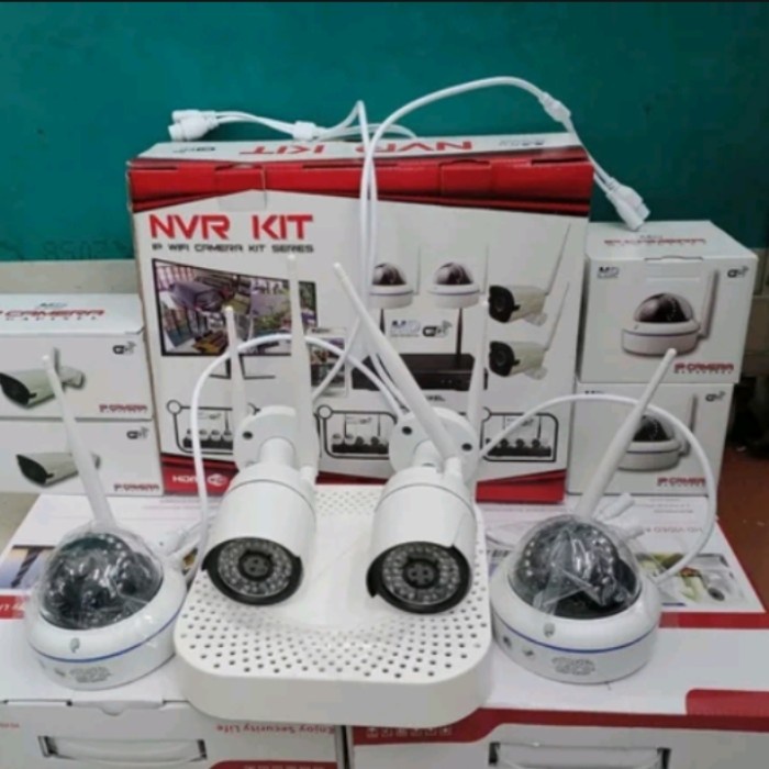 PAKET CCTV NVR KIT IP 4 CH FULL WIFI 3MP PAKET CCTV WIRELESS NVR KIT