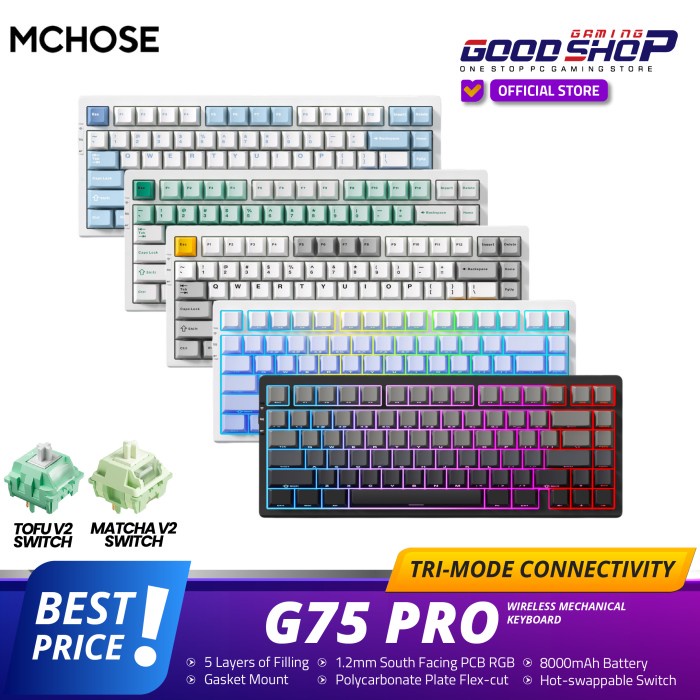 PROMO MCHOSE G75 / G-75 Pro Tri-mode Gasket Structure Gaming Mechanical Keyboard