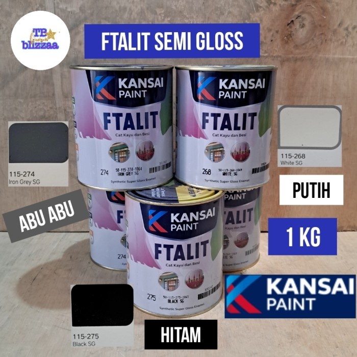 FTALIT White SG268 FTALIT Black SG275 FTALIT Iron Grey SG274 Ftalit Semi Gloss 1kg Kansai Paint