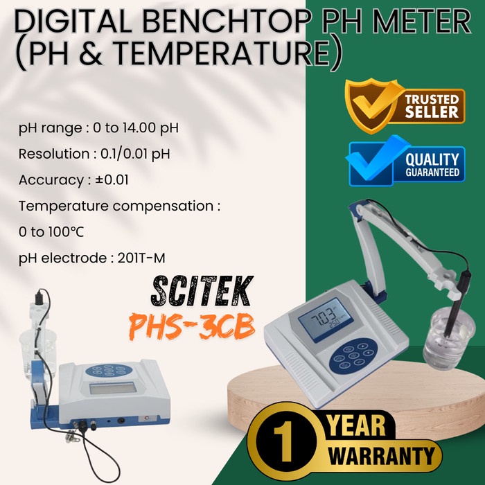 Digital benchtop pH meter & temperature (pH dan suhu)