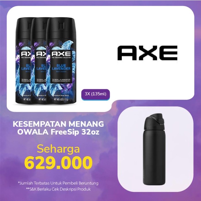 [MYSTERY BOX] Axe Deodorant Body Spray Blue Lavender - 135ml x3