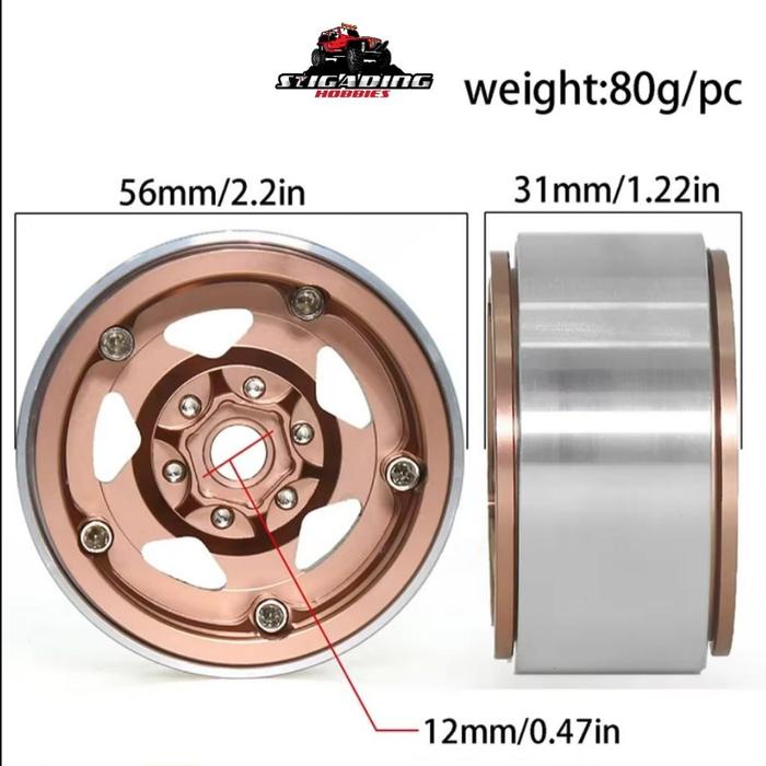 BARANG TERLARIS 4PCS VELG BEADLOCK 1.9 INCH 5 SPOKE REALISTIC RC ADVENTURE PACKING AMAN
