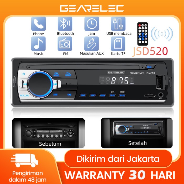 Tape Audio Mobil JSD-520 JSD520 Multifungsi Bluetooth MP3 FM Radio USB