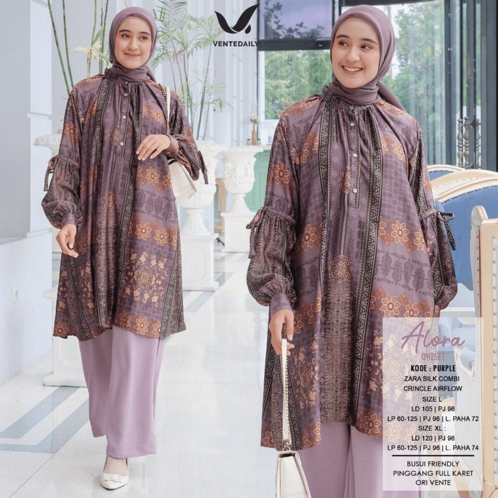 Vente Daily Setelan One Set Wanita Jumbo Kekinian Ootd Outfit Kondangan Silk Ld 120 Aliqa