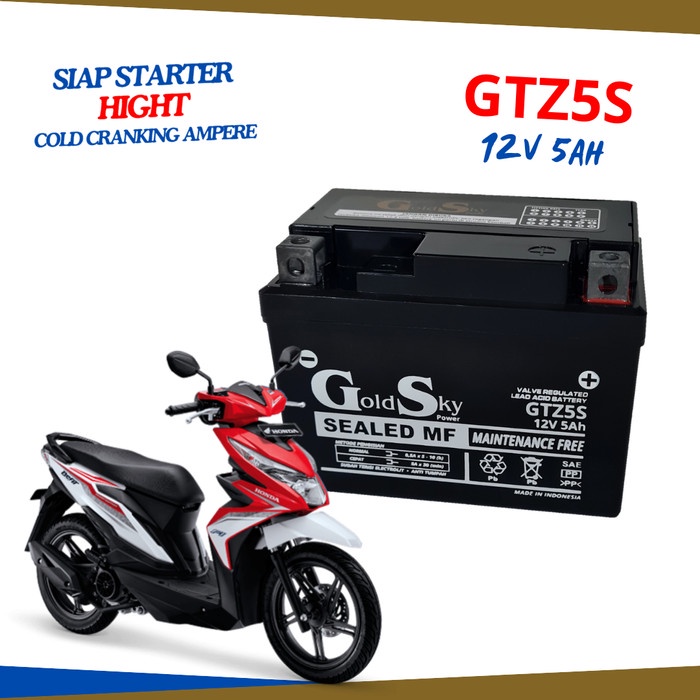Aki Motor Honda Beat Beat Karbu Gtz5S Gtz4V Ytz5S Gs Y Accu Kering