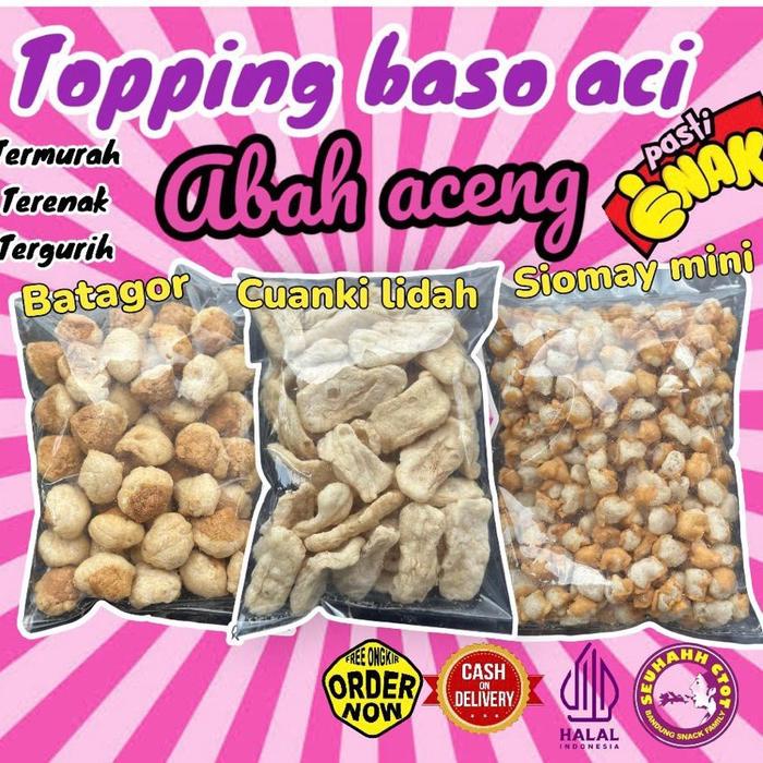 

NeW Topping Baso aci, cuanki lidah isi 50, cuanki tahu isi 50, Siomay mini isi 500 gram Organik Food