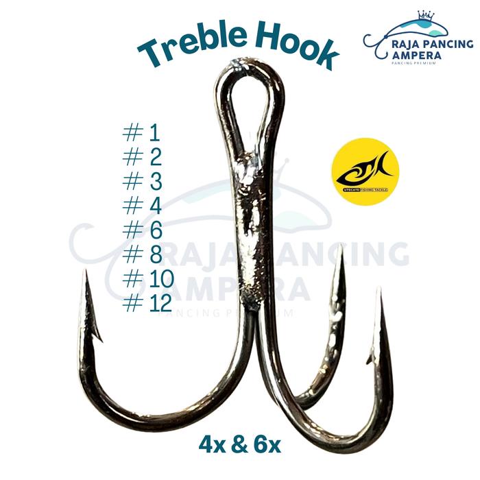 terbaru  satu kotak treble hook utecate black nickel 4x 6x mata kail jangkar cabang kaki 3 utc