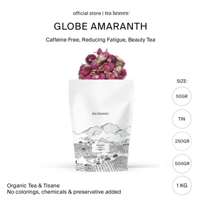 

Teh Globe Amaranth Purple Flower Tea Tisane 100gr 1kg kiloan