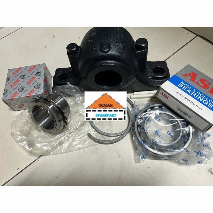PLUMMER BLOCK SN 522 BEARING HOUSING SN522 KOMPLIT LENGKAP ADAPTER SLEAVE AS 100 AS100 MM