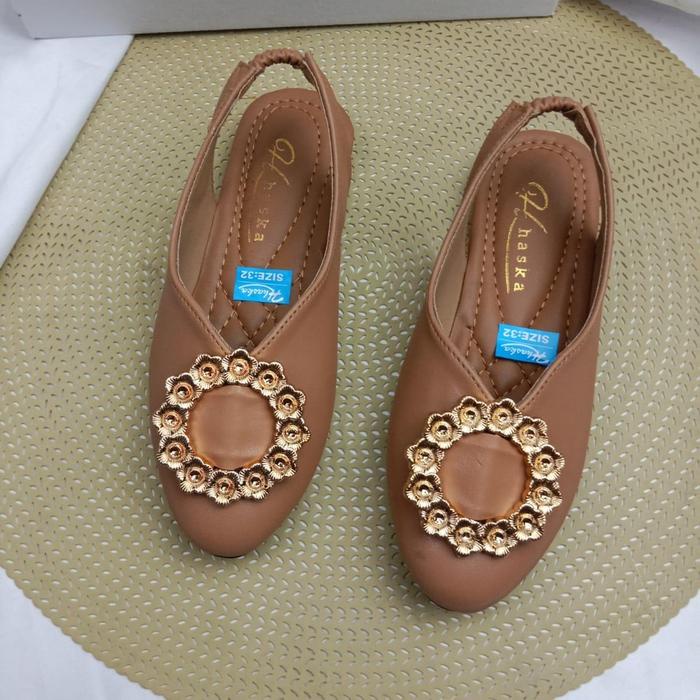 Diskon Haska - Nur Sepatu Flat Anak Perempuan Size 31/35 Flatshoes Fashion Bunga Matahari Bertali