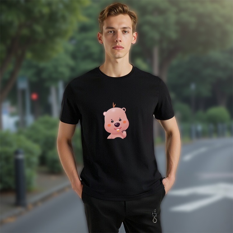 【Hot Deal】 baju cewek kekinian kaos wanita Cute Bear Marmot Print T shirt Tidak Menyusut Setelah Dic