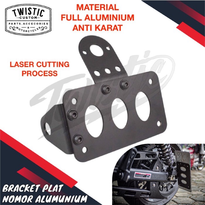 Bracket Breket Dudukan Plat Nopol Nomor Samping Belakang Aluminium Motor W175 Benelli Patagonian