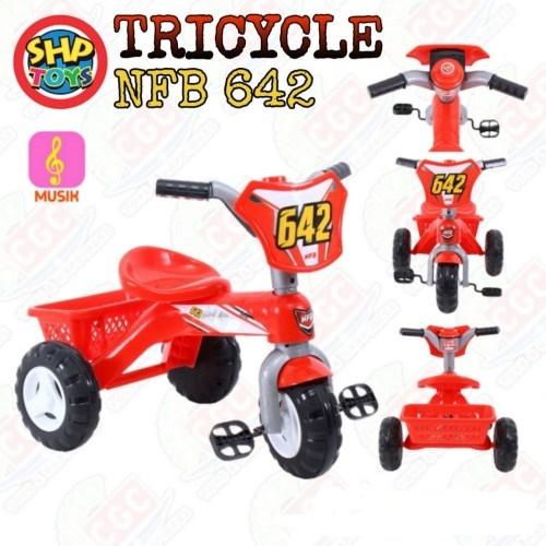 SALE TERBARU SHP NFB 642 SEPEDA RODA TIGA ANAK MUSIK SEPEDA ANAK-ANAK PLASTIK RIDE ON TOYS READYY