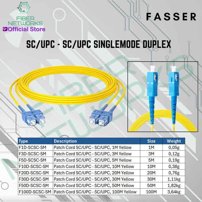 

Patch Cord Fiber Optic SC/UPC-SC/UPC Single Mode Duplex - 10 Meter