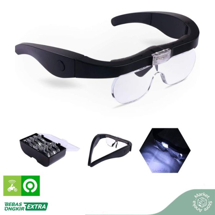 

Kacamata Pembesar 5x Magnifier LED Service, Reparasi, Baca Original