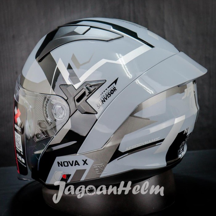 JPX HELM NOVA X V2 N4 GORILLA GREY GLOSS NOVA-X DOUBLE VISOR