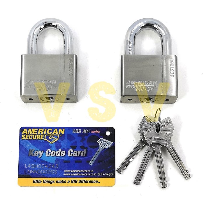 American Secure Gembok master key 50mm isi 2 / gembok rumah
