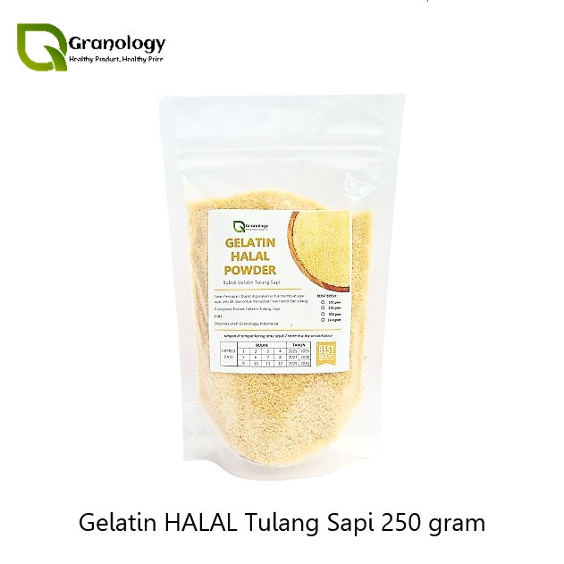 

Ready Stok" Gelatin Bubuk Halal Premium Import (250 Gram) By Granology