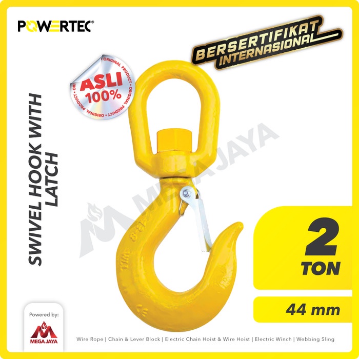 TERLARIS Swivel Hook with Latch 2 Ton POWERTEC