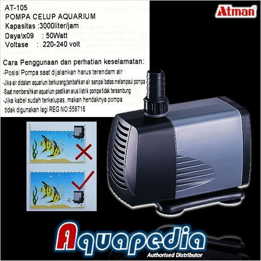 ATMAN AT-105 Pompa Air Aquarium Submersible Water Pump.