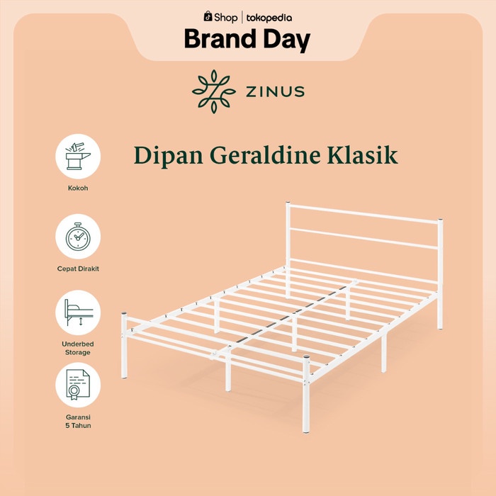 Ready Stok" Tempat Tidur Dipan Sandaran Zinus Geraldine Besi Diy Bed In A Box