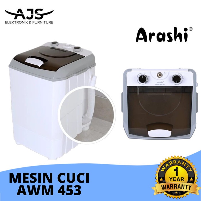 MESIN CUCI PORTABLE /MESIN CUCI MINI ARASHI 4.5KG AWM 451A