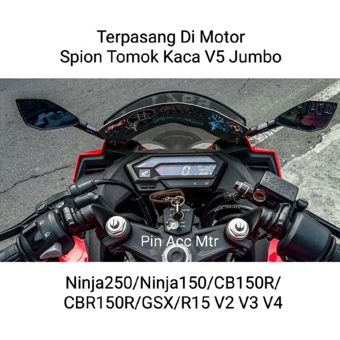 Spion Tomok jumbo kaca V5 universal motor Almunium Censi Nmax pcx ADV