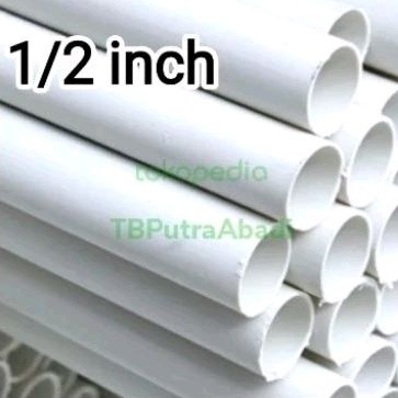 Hjk Pipa Paralon 1/2 inch AW Putih Eceran Pralon Pipa Air 1/2" Meteran 1 Meter